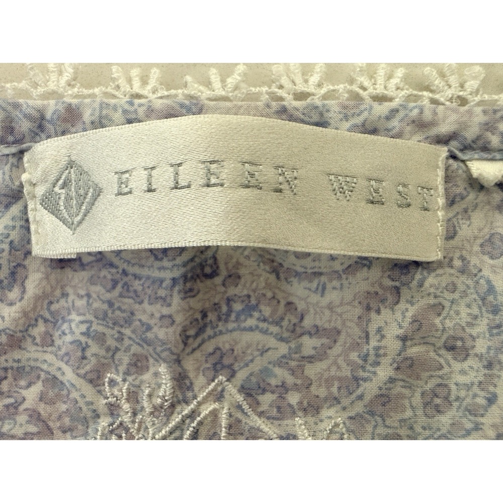 Eileen West Nightgown 2X Lavender Paisley Lace Cotton Boho Cottagecore - Picture 8 of 11